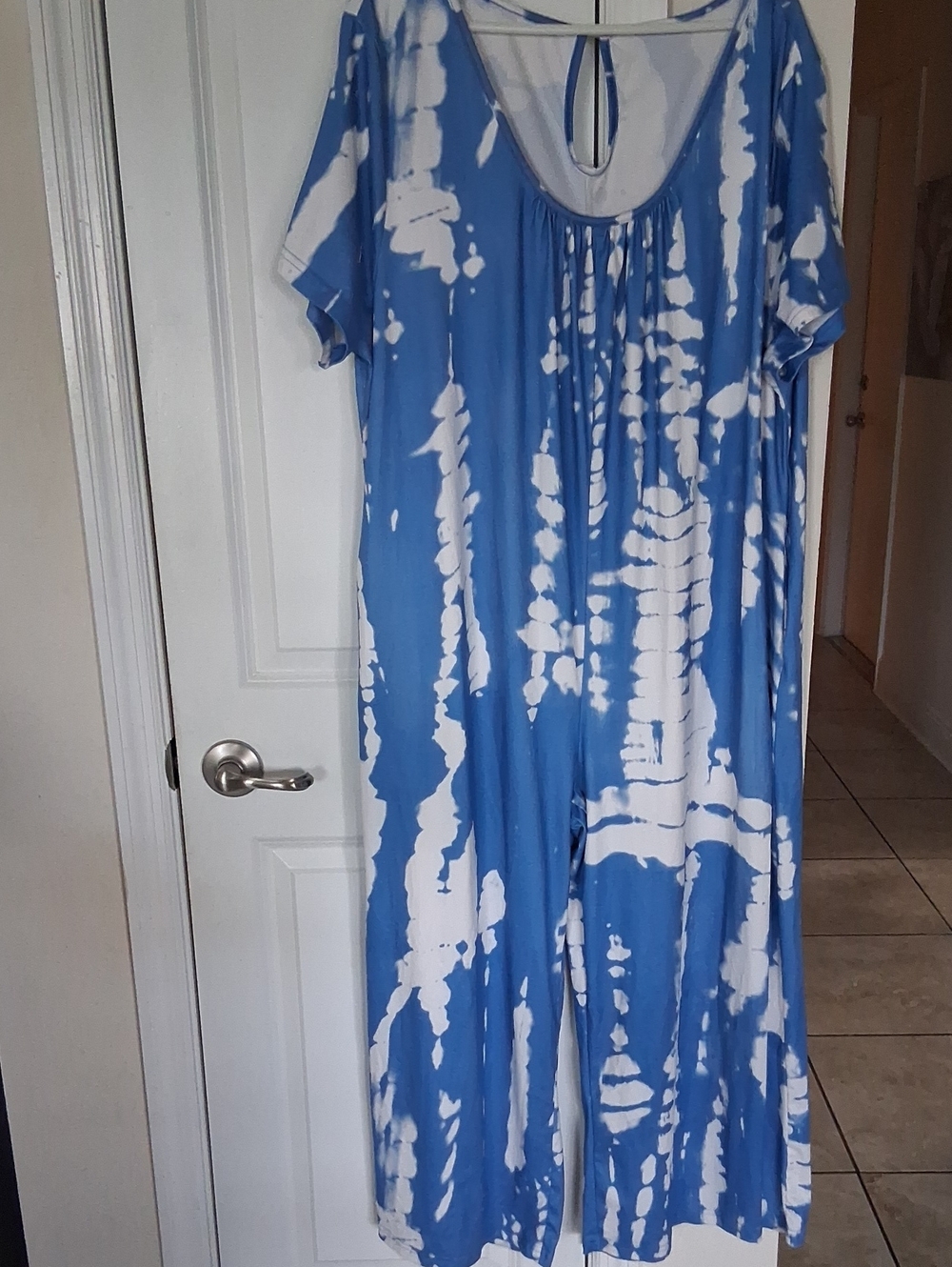 B: Blue and White Tie-Dye Romper
